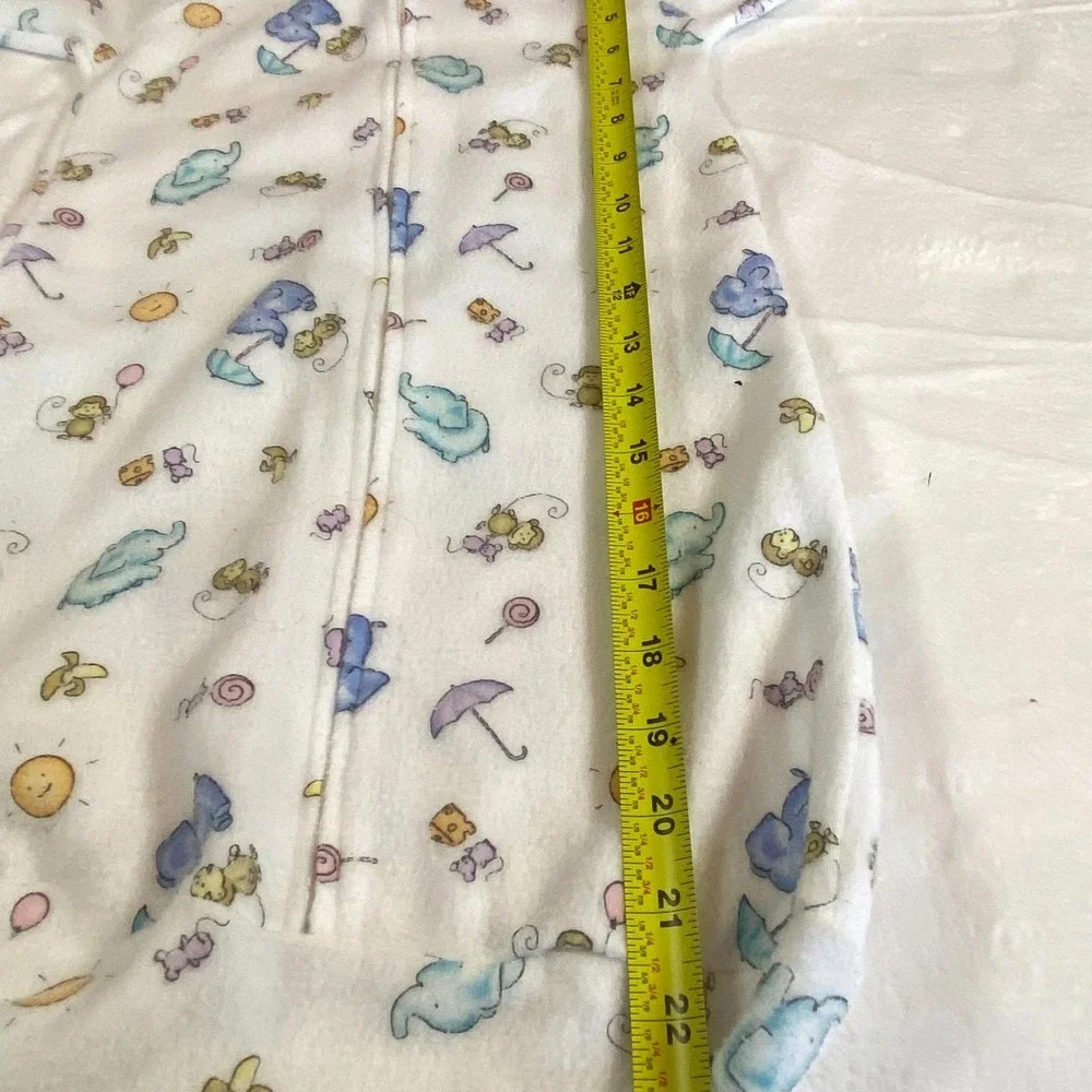 Vtg Y2K Carter White Zip Fleece Baby Sleeper Sack Elephant One Size Up To 21 lbs